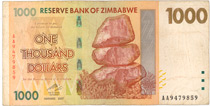 One thousand Zimbabwe Dollars